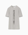 Glass Beads Printed Short Sleeve Top - grey