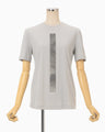 Glass Beads Printed Short Sleeve Top - grey
