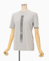 Glass Beads Printed Short Sleeve Top - grey