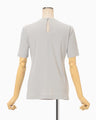Glass Beads Printed Short Sleeve Top - grey