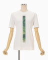 Glass Beads Printed Short Sleeve Top - white