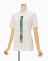 Glass Beads Printed Short Sleeve Top - white