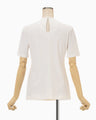 Glass Beads Printed Short Sleeve Top - white