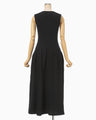 Shirring Jersey Jacquard Sleeveless Dress - black