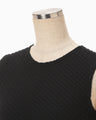 Shirring Jersey Jacquard Sleeveless Dress - black
