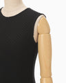 Shirring Jersey Jacquard Sleeveless Dress - black