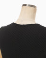 Shirring Jersey Jacquard Sleeveless Dress - black