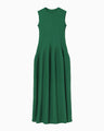 Shirring Jersey Jacquard Sleeveless Dress - green