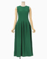 Shirring Jersey Jacquard Sleeveless Dress - green