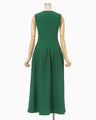 Shirring Jersey Jacquard Sleeveless Dress - green