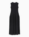 Shirring Jersey Jacquard Sleeveless Dress - navy