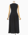 Shirring Jersey Jacquard Sleeveless Dress - navy