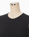 Shirring Jersey Jacquard Sleeveless Dress - navy