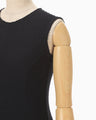 Shirring Jersey Jacquard Sleeveless Dress - navy