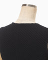 Shirring Jersey Jacquard Sleeveless Dress - navy