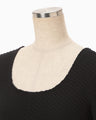Shirring Jersey Jacquard Long Sleeve Dress - black