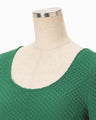 Shirring Jersey Jacquard Long Sleeve Dress - green