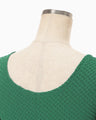 Shirring Jersey Jacquard Long Sleeve Dress - green