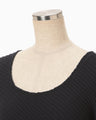 Shirring Jersey Jacquard Long Sleeve Dress - navy