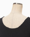 Shirring Jersey Jacquard Long Sleeve Dress - navy
