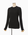 Shirring Jersey Jacquard Long Sleeve Top - black