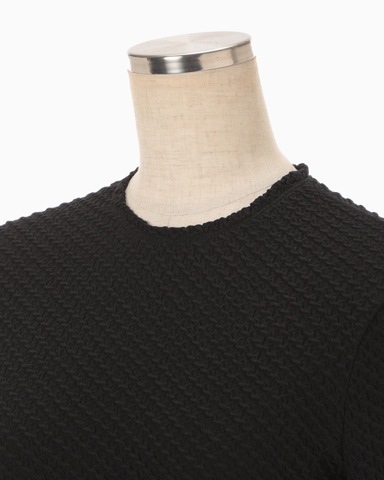 Shirring Jersey Jacquard Long Sleeve Top - black - Mame Kurogouchi