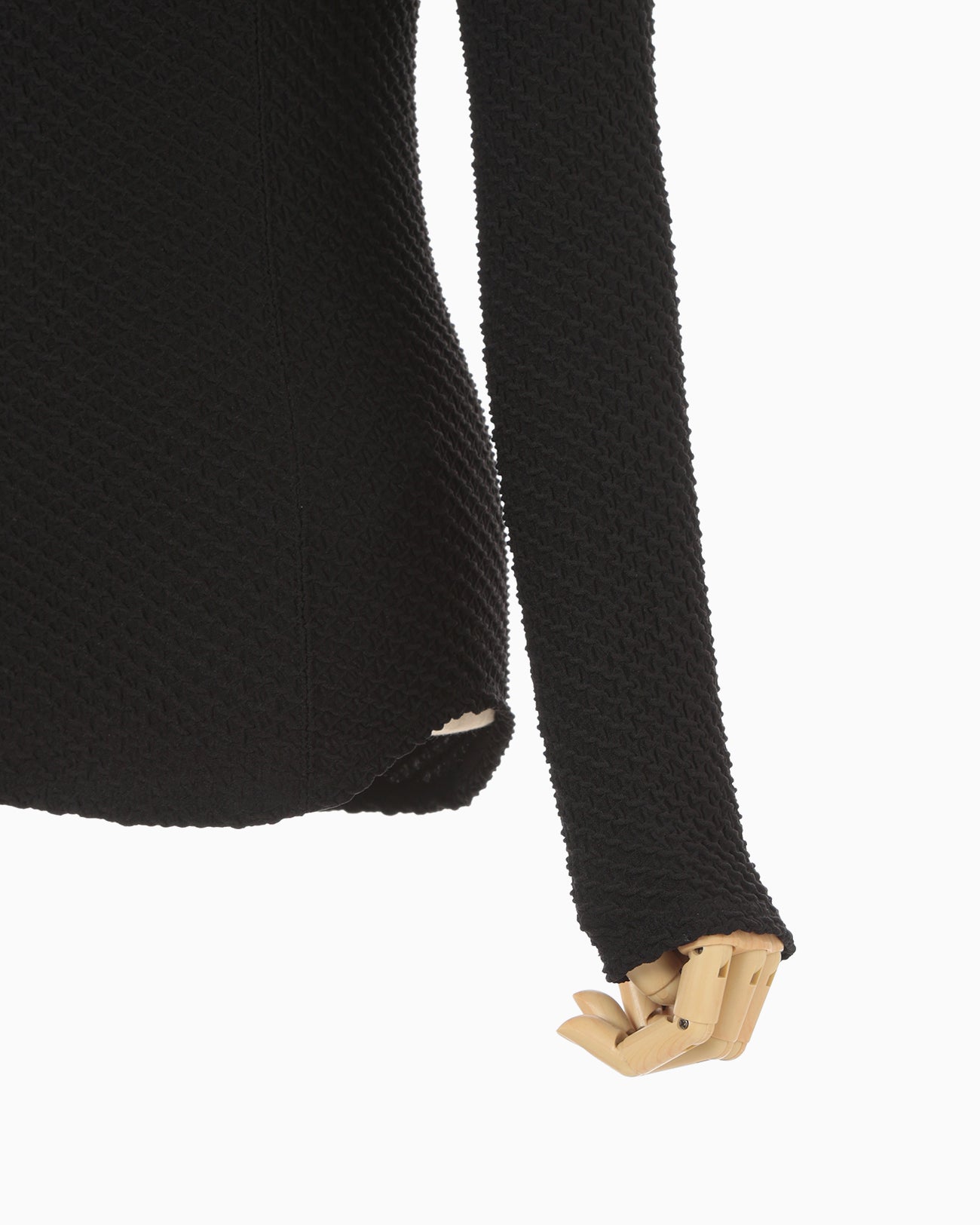 Shirring Jersey Jacquard Long Sleeve Top - black - Mame Kurogouchi