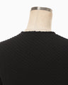 Shirring Jersey Jacquard Long Sleeve Top - black