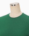 Shirring Jersey Jacquard Long Sleeve Top - green
