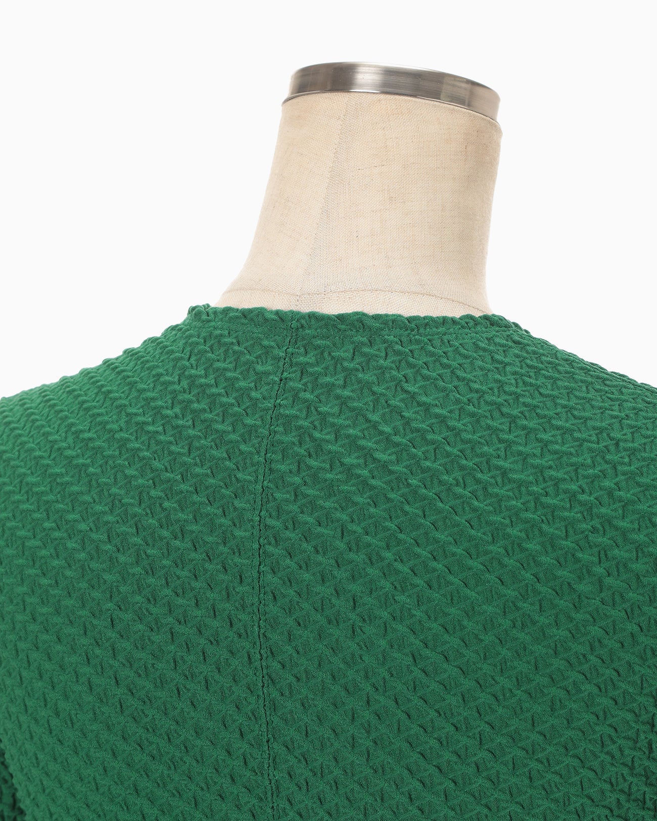 Shirring Jersey Jacquard Long Sleeve Top - green - Mame Kurogouchi