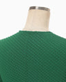 Shirring Jersey Jacquard Long Sleeve Top - green