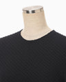 Shirring Jersey Jacquard Long Sleeve Top - navy