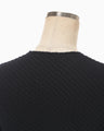 Shirring Jersey Jacquard Long Sleeve Top - navy