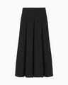 Shirring Jersey Jacquard Pleats Skirt - black
