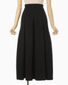 Shirring Jersey Jacquard Pleats Skirt - black