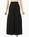 Shirring Jersey Jacquard Pleats Skirt - black