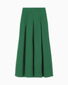 Shirring Jersey Jacquard Pleats Skirt - green
