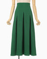 Shirring Jersey Jacquard Pleats Skirt - green