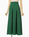 Shirring Jersey Jacquard Pleats Skirt - green