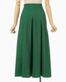 Shirring Jersey Jacquard Pleats Skirt - green