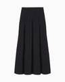 Shirring Jersey Jacquard Pleats Skirt - navy