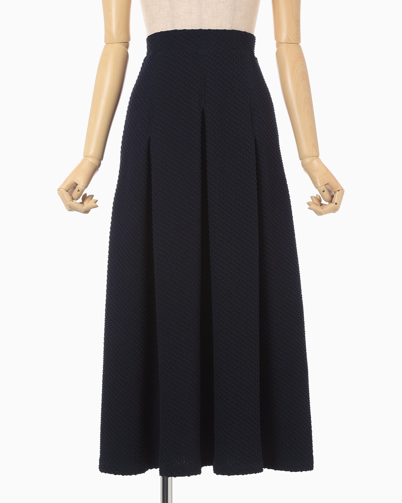 Shirring Jersey Jacquard Pleats Skirt - navy - Mame Kurogouchi