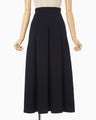 Shirring Jersey Jacquard Pleats Skirt - navy