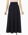 Shirring Jersey Jacquard Pleats Skirt - navy