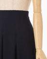 Shirring Jersey Jacquard Pleats Skirt - navy
