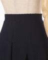 Shirring Jersey Jacquard Pleats Skirt - navy