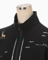 Landscape Embroidery Half Zipped Sweatshirt - black