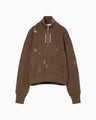 Landscape Embroidery Half Zipped Sweatshirt - brown