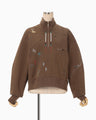 Landscape Embroidery Half Zipped Sweatshirt - brown