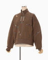 Landscape Embroidery Half Zipped Sweatshirt - brown